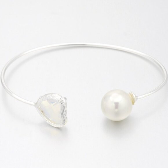 Silver Plated Brass Glass Cuff Bangles, Torque Bangle,  NWOT Mix & Match 2/$10 - Picture 1 of 3